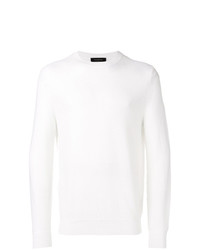 weißer Pullover mit einem Rundhalsausschnitt von Ermenegildo Zegna