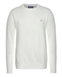 weißer Pullover mit einem Rundhalsausschnitt von Gant