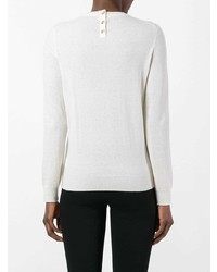 weißer Pullover mit einem Rundhalsausschnitt von Tory Burch