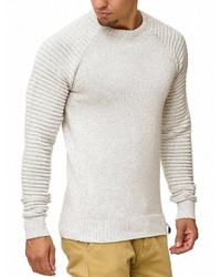 weißer Pullover mit einem Rundhalsausschnitt von INDICODE