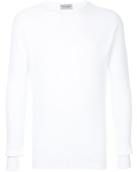 weißer Pullover mit einem Rundhalsausschnitt von John Smedley