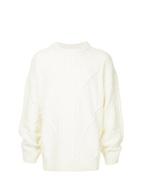 weißer Pullover mit einem Rundhalsausschnitt von Juun.J