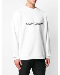 weißer Pullover mit einem Rundhalsausschnitt von Calvin Klein Jeans Est. 1978