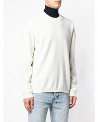 weißer Pullover mit einem Rundhalsausschnitt von Laneus