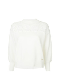 weißer Pullover mit einem Rundhalsausschnitt von Loveless