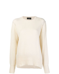 weißer Pullover mit einem Rundhalsausschnitt von Maison Flaneur
