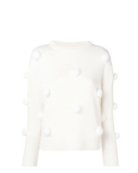 weißer Pullover mit einem Rundhalsausschnitt von Max & Moi