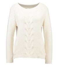 weißer Pullover mit einem Rundhalsausschnitt von Object