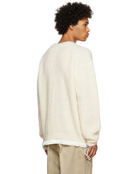 weißer Pullover mit einem Rundhalsausschnitt von Sacai