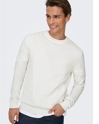 weißer Pullover mit einem Rundhalsausschnitt von ONLY & SONS