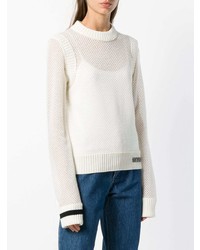 weißer Pullover mit einem Rundhalsausschnitt von Calvin Klein 205W39nyc