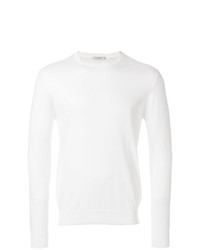 weißer Pullover mit einem Rundhalsausschnitt von Paolo Pecora