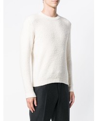 weißer Pullover mit einem Rundhalsausschnitt von Roberto Collina