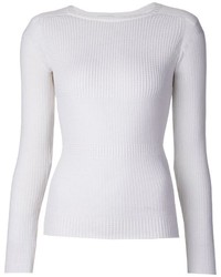 weißer Pullover mit einem Rundhalsausschnitt