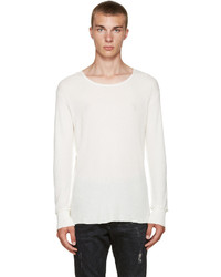 weißer Pullover mit einem Rundhalsausschnitt von R 13