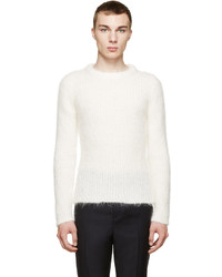weißer Pullover mit einem Rundhalsausschnitt von Raf Simons