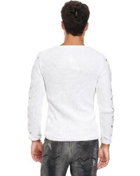 weißer Pullover mit einem Rundhalsausschnitt von Redbridge