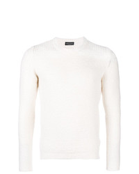 weißer Pullover mit einem Rundhalsausschnitt von Roberto Collina