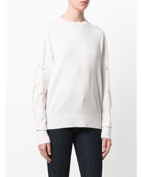 weißer Pullover mit einem Rundhalsausschnitt von Barrie