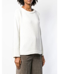 weißer Pullover mit einem Rundhalsausschnitt von Cruciani