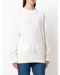 weißer Pullover mit einem Rundhalsausschnitt von Laneus