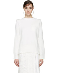 weißer Pullover mit einem Rundhalsausschnitt von Sacai
