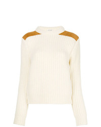 weißer Pullover mit einem Rundhalsausschnitt von Saint Laurent