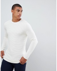 weißer Pullover mit einem Rundhalsausschnitt von Selected Homme