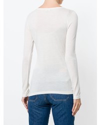 weißer Pullover mit einem Rundhalsausschnitt von N.Peal