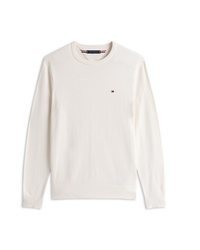 weißer Pullover mit einem Rundhalsausschnitt von Tommy Hilfiger