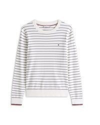 weißer Pullover mit einem Rundhalsausschnitt von Tommy Hilfiger