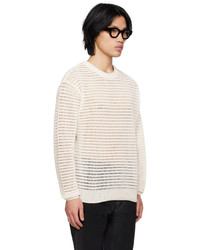 weißer Pullover mit einem Rundhalsausschnitt von Wooyoungmi