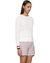 weißer Pullover mit einem Rundhalsausschnitt von Thom Browne