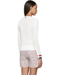 weißer Pullover mit einem Rundhalsausschnitt von Thom Browne