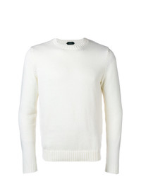 weißer Pullover mit einem Rundhalsausschnitt von Zanone