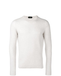 weißer Pullover mit einem Rundhalsausschnitt von Zanone