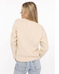 weißer Pullover mit einem Rundhalsausschnitt von ZWILLINGSHERZ