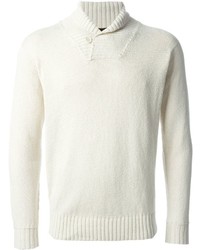 weißer Pullover mit einem Schalkragen von Loro Piana