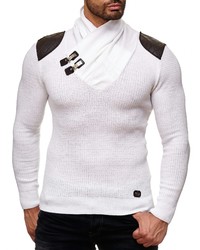 weißer Pullover mit einem Schalkragen von Redbridge