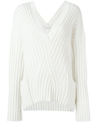 weißer Pullover mit einem V-Ausschnitt von Agnona