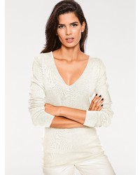 weißer Pullover mit einem V-Ausschnitt von ASHLEY BROOKE by Heine