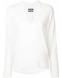 weißer Pullover mit einem V-Ausschnitt von Aula