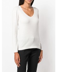 weißer Pullover mit einem V-Ausschnitt von Blanca