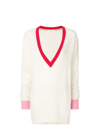 weißer Pullover mit einem V-Ausschnitt von Chinti & Parker