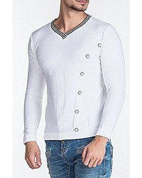 weißer Pullover mit einem V-Ausschnitt von Cipo & Baxx