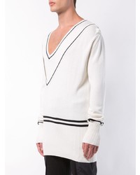 weißer Pullover mit einem V-Ausschnitt von Bmuet(Te)
