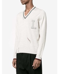 weißer Pullover mit einem V-Ausschnitt von Lanvin