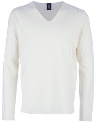 weißer Pullover mit einem V-Ausschnitt von Dondup