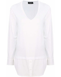 weißer Pullover mit einem V-Ausschnitt von Dsquared2