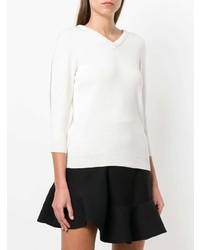 weißer Pullover mit einem V-Ausschnitt von Chloé